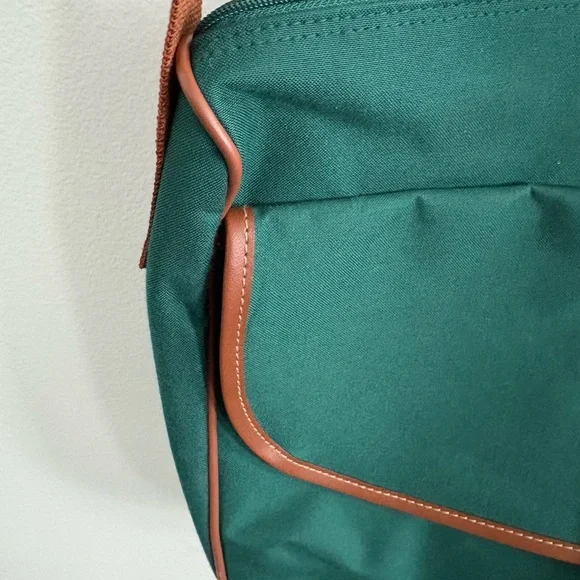 Polo Ralph Lauren Green Canvas Messenger Bag With Brown Leather Trim - Picture 4 of 14